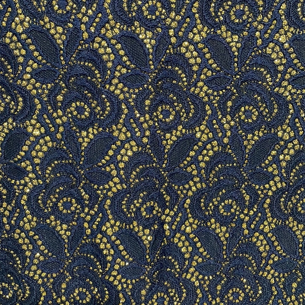 Lush, bodycon, metallic, navy and gold,‎ off the shoulder dress - Picture 2 of 5